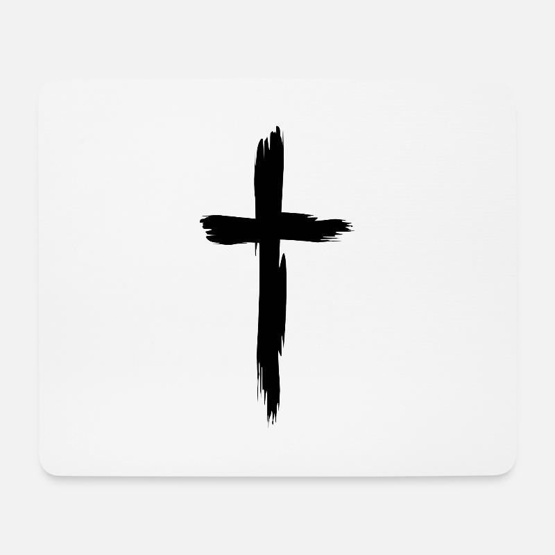 Kreuz Christentum Religion Schwarz - Mousepad (Querformat) - Weiß