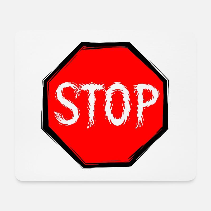 Stop Schild Vektor - Mousepad (Querformat) - Weiß