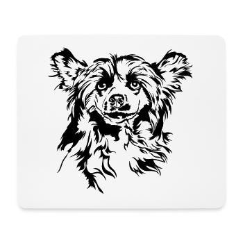 POWDERPUFF Chinese Crested Dog Portrait Wilsigns - Mousepad (Querformat) - Weiß - Vorne