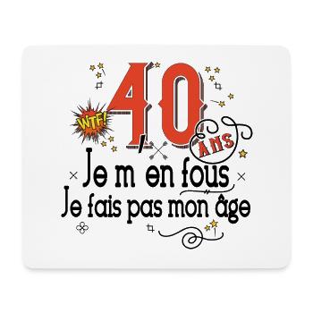 40 Ans Anniversaire Cadeau WTF Humour - Tapis de souris (format paysage) - blanc - Devant