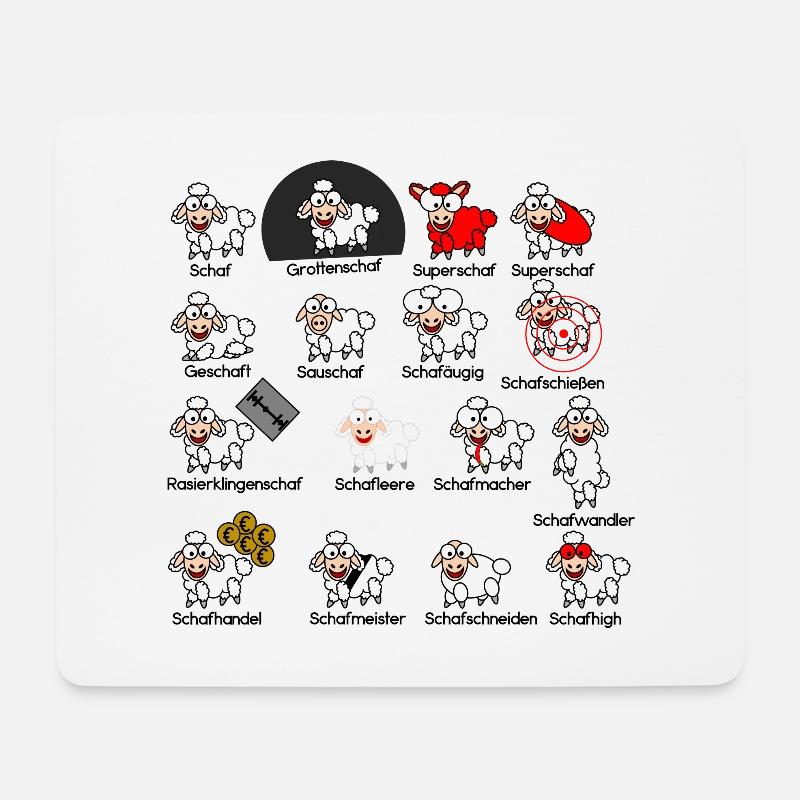 Schafarten in der Übersicht B #Schafmania - Mousepad (Querformat) - Weiß
