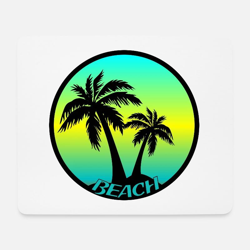 Colorful beach logo with palm trees - Mouse Pad (horizontal) - white