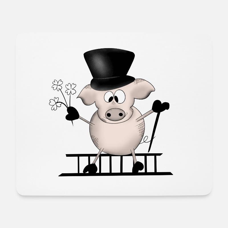 Schwein viel Glück Silvester Glückwünsche - Mousepad (Querformat) - Weiß