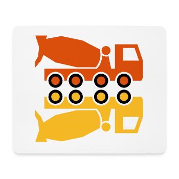 Concrete mixing vehicle and mirror image - Mouse Pad (horizontal) - white - Front