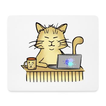 Chat de bureau - Tapis de souris (format paysage) - blanc - Devant