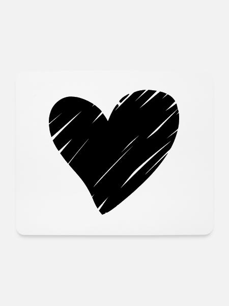 Herz Schwarz - Mousepad (Querformat) - Weiß