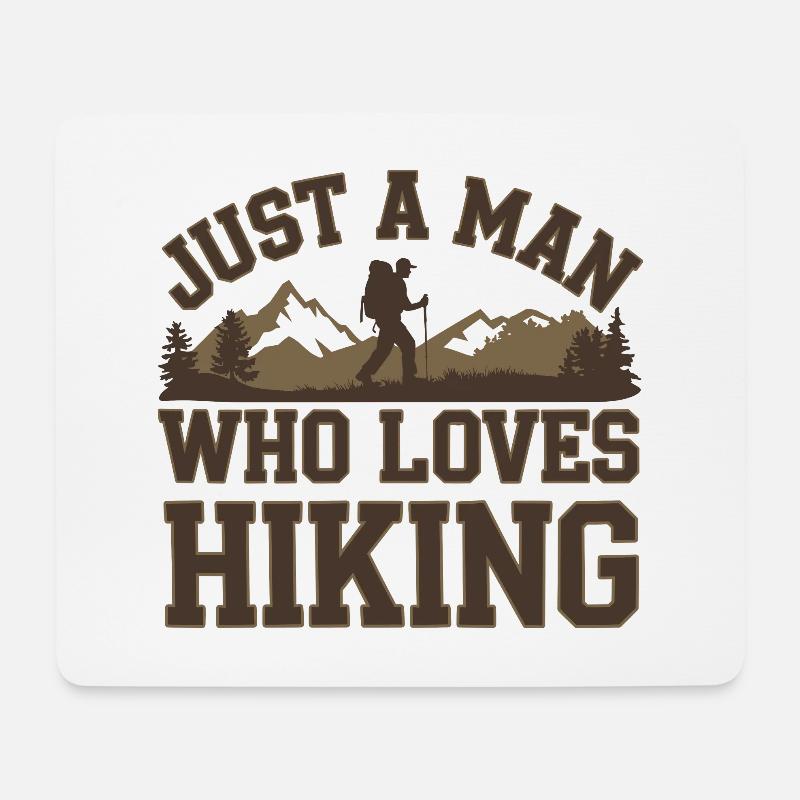 Just a man who loves Hiking Wandern Wanderung - Mousepad (Querformat) - Weiß