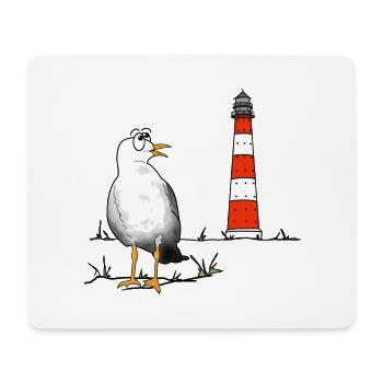 Seagull, lighthouse, sea - Mouse Pad (horizontal) - white - Front