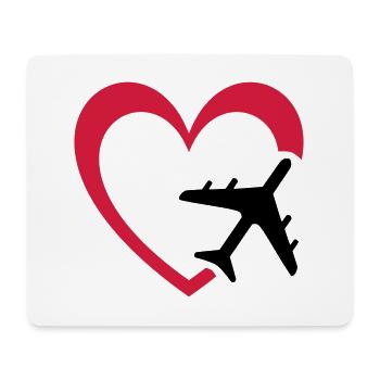Flugzeug und Herz - Mousepad (Querformat) - Weiß - Vorne