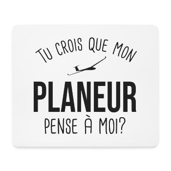 Mon Planeur pense à moi Humour pilote voler avion - Tapis de souris (format paysage) - blanc - Devant