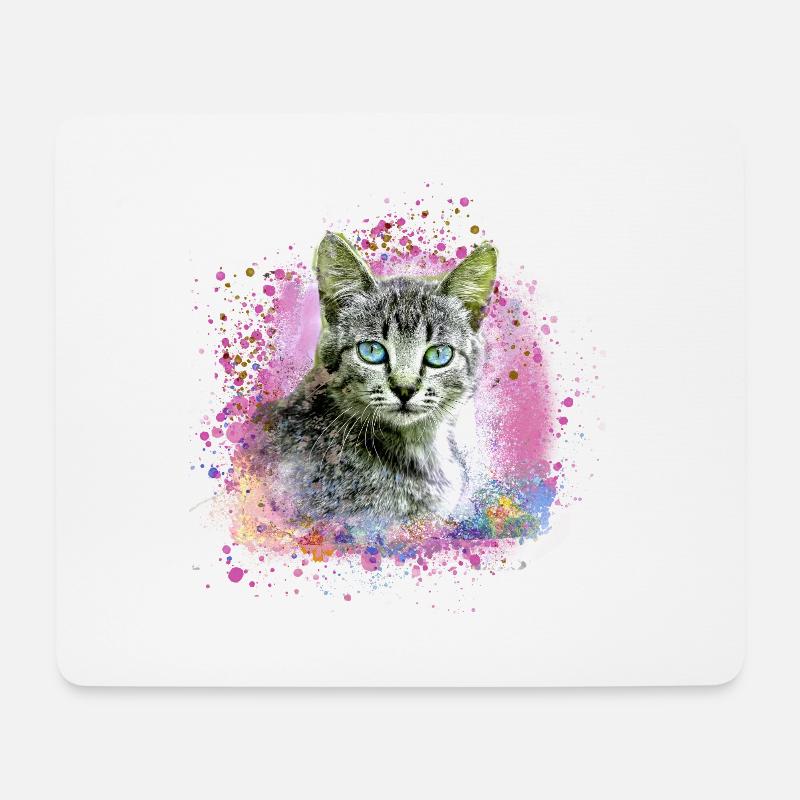 katze,katzenbaby,graffiti,malerei,bunt,hauskatze - Mousepad (Querformat) - Weiß