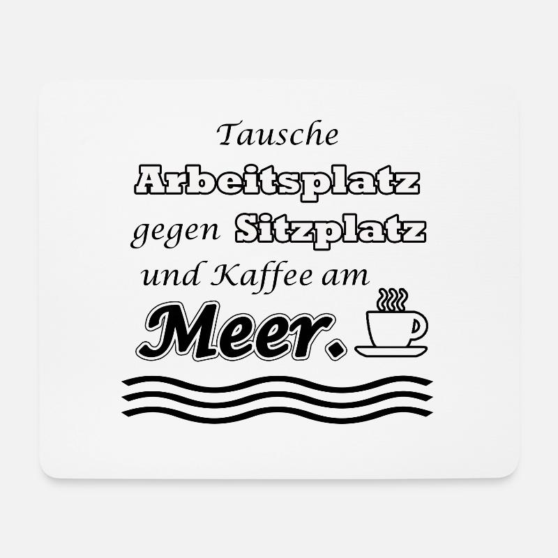 Meer und Kaffee Spruch | Yolo- Artwork - Mousepad (Querformat) - Weiß