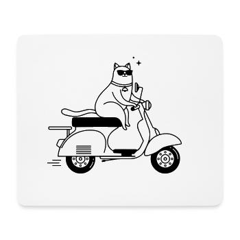 Coole Katze auf einem Motorroller - Mousepad (Querformat) - Weiß - Vorne