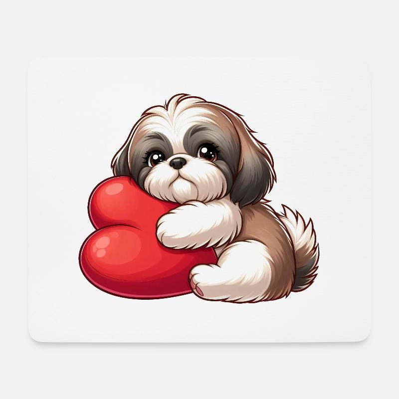 Niedliche Shih Tzu Valentinsgeschenke - Mousepad (Querformat) - Weiß