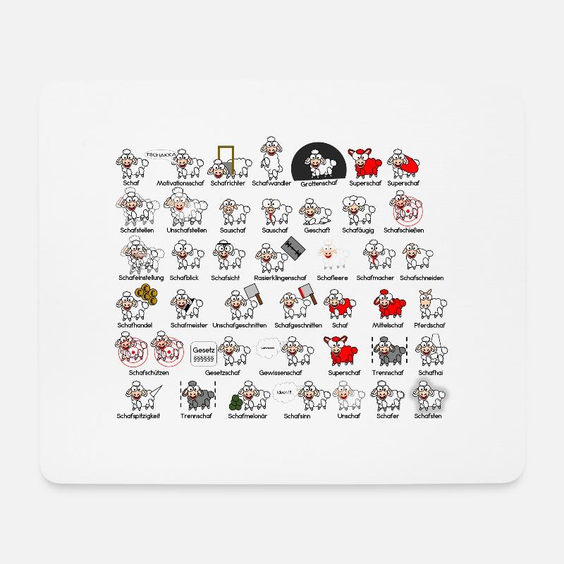 Alle Schafarten in der Übersicht #Schafmania - Mousepad (Querformat) - Weiß