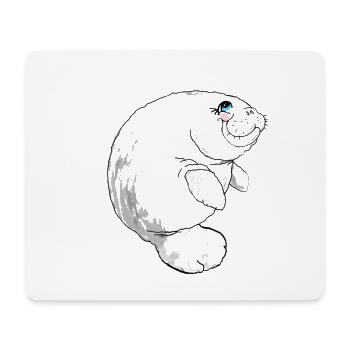 Lamantin au morse dessinant des animaux marins - Tapis de souris (format paysage) - blanc - Devant