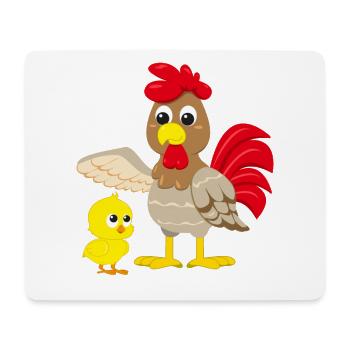 Poulet avec des poussins - Tapis de souris (format paysage) - blanc - Devant