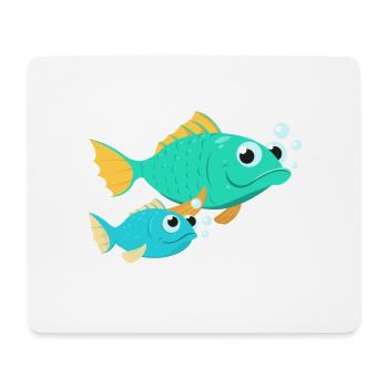 Poisson avec bébé poisson - Tapis de souris (format paysage) - blanc - Devant