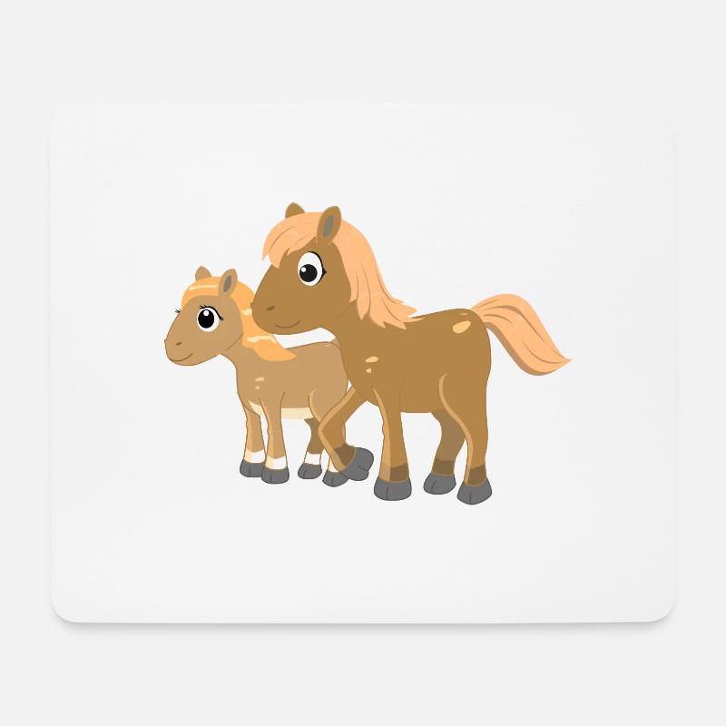 Pferde mit Fohlen - Mousepad (Querformat) - Weiß