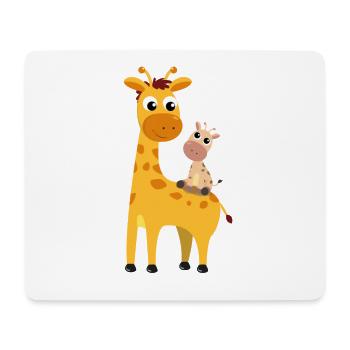 Giraffe mit Giraffenbaby - Mousepad (Querformat) - Weiß - Vorne