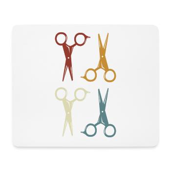 Coiffeur & coiffeuse, crésons de ciseaux - Tapis de souris (format paysage) - blanc - Devant