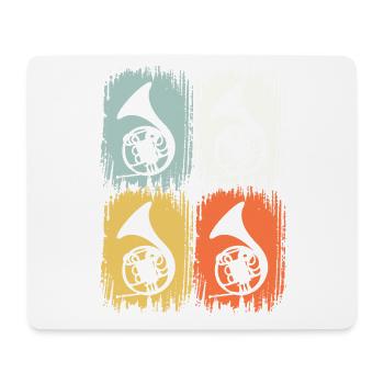 Retro brass band Waldhorn & Hornist - Mouse Pad (horizontal) - white - Front