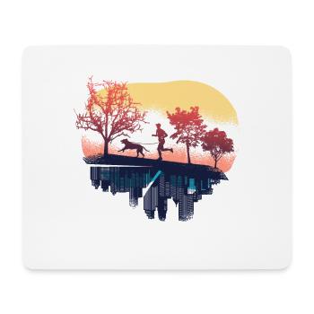 Retro Canicross, Geländelauf mit Hund - Mousepad (Querformat) - Weiß - Vorne