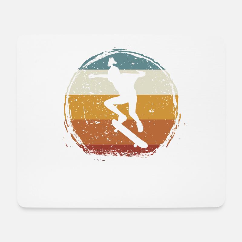 Retro vintage Skateboard Mädchen - Mousepad (Querformat) - Weiß