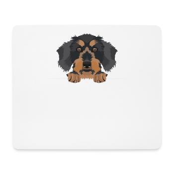 Lächelnder Rauhaardackel - Mousepad (Querformat) - Weiß - Vorne