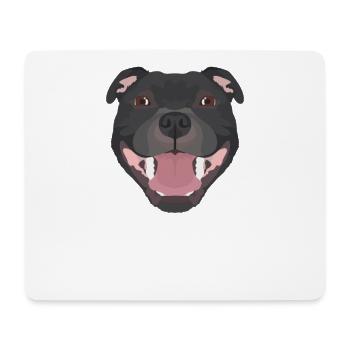 Staffordshire Bull Terrier souriant - Tapis de souris (format paysage) - blanc - Devant