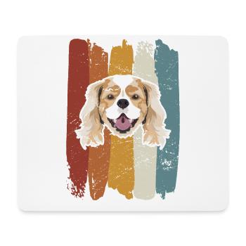 Cavalier souriant King Charles Spaniel rétro - Tapis de souris (format paysage) - blanc - Devant
