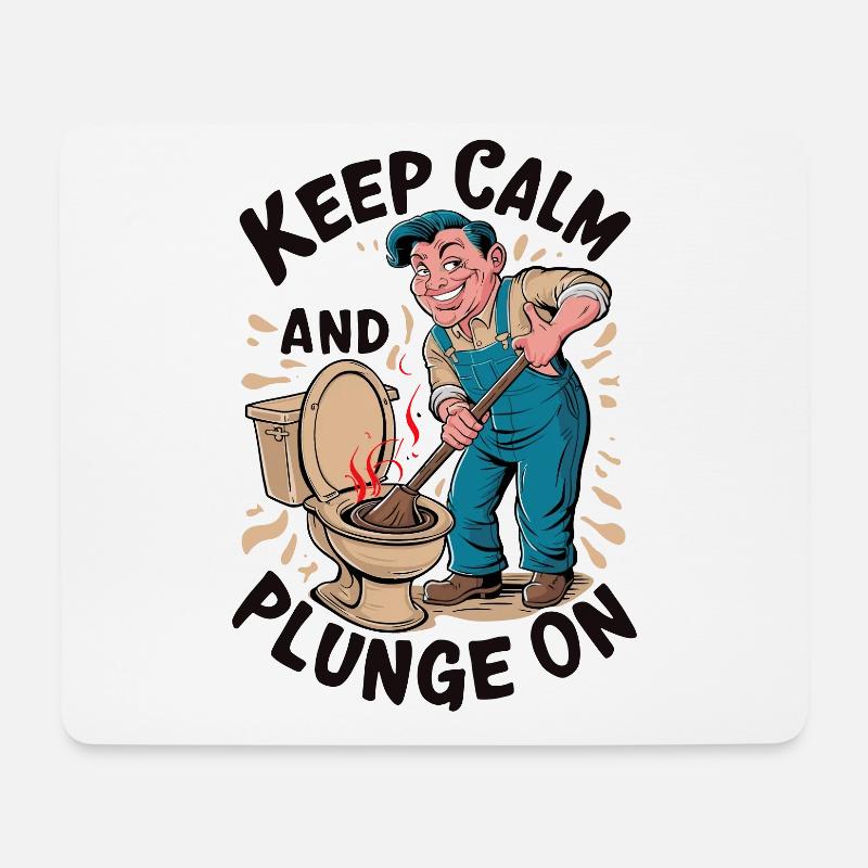 Lustiges Sanitär Abwasser Pömpel für einen - Mousepad (Querformat) - Weiß