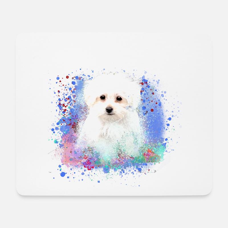 malteser ,hund ,weiß ,hund, Malerei - Mousepad (Querformat) - Weiß