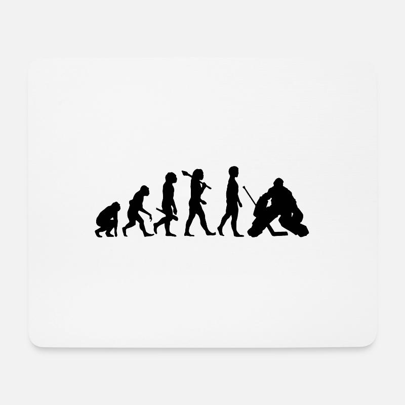 Evolution von Höhlenmensch zu Eishockey Spieler - Mousepad (Querformat) - Weiß