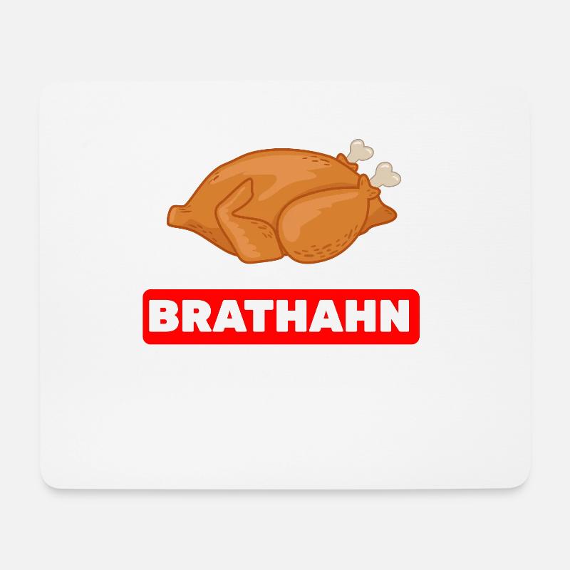 Brathahn statt Bratan Jugendsprache Rap Wortspiel - Mousepad (Querformat) - Weiß