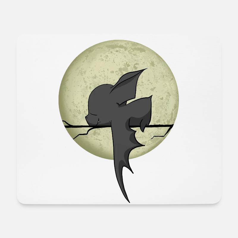 süße Fledermaus schläft, mit Mond, Comic - Mousepad (Querformat) - Weiß