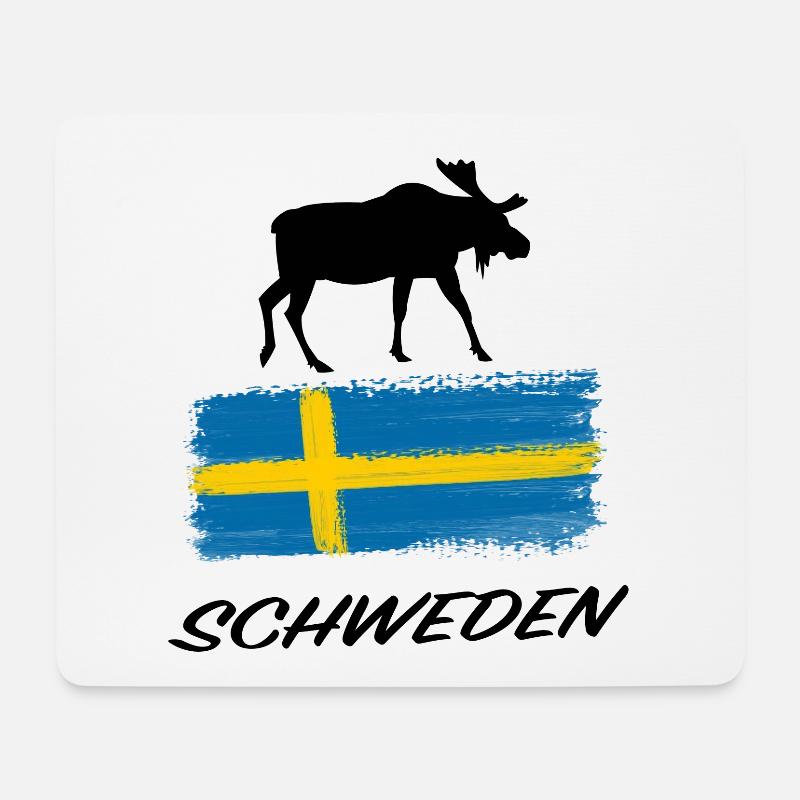 Schweden Elch Fahne Urlaub Reise Sticker Souvenir - Mousepad (Querformat) - Weiß