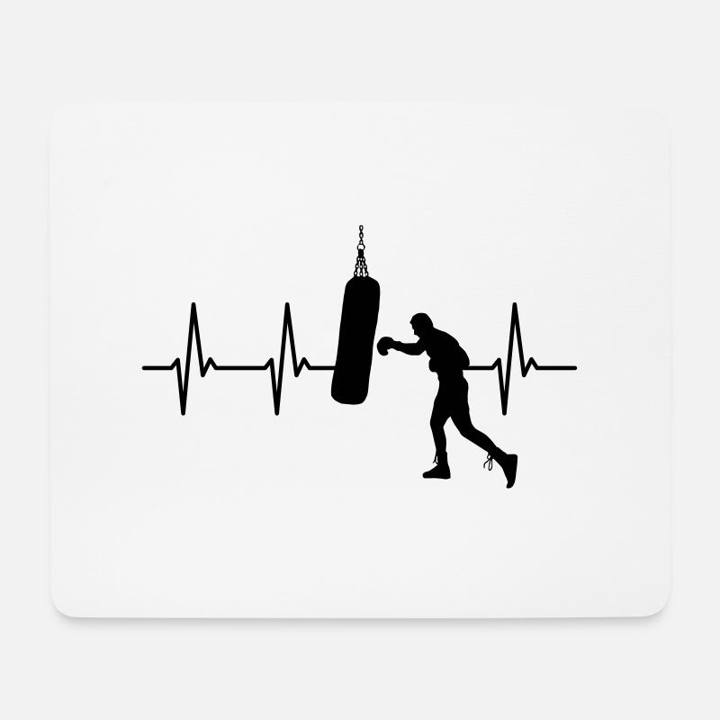 Battement de coeur Boxer Sac de boxe Boxe Heartbeat Pulse - Tapis de souris (format paysage) - blanc