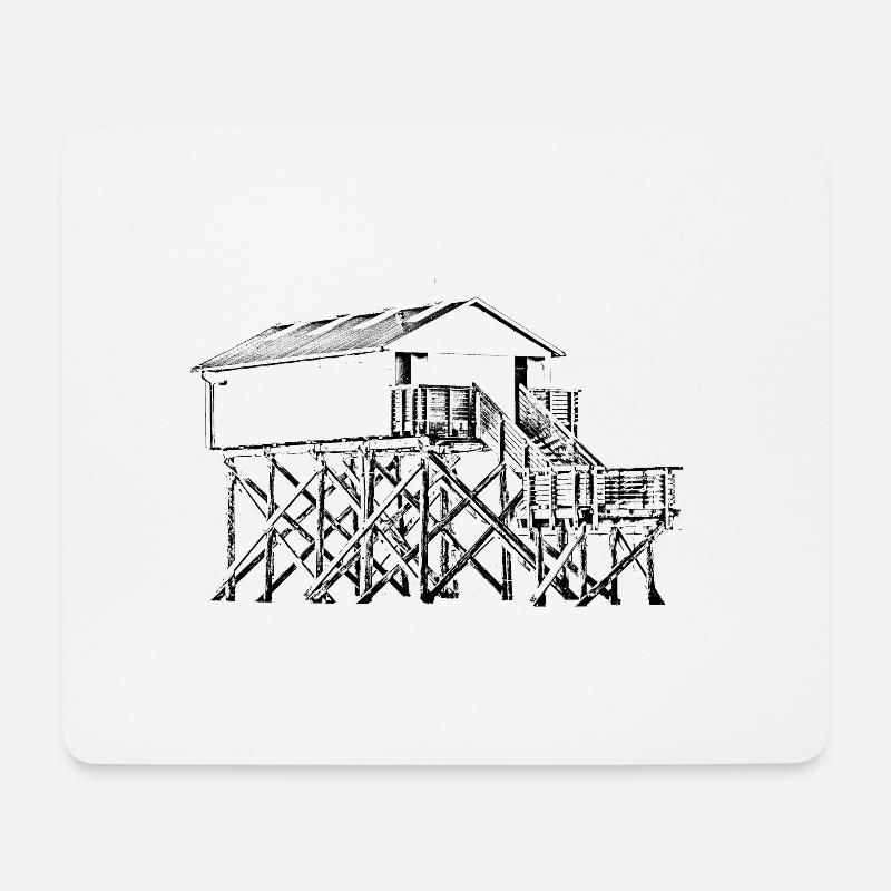 Pfahlbau Sankt Peter-Ording schwarz - Mousepad (Querformat) - Weiß
