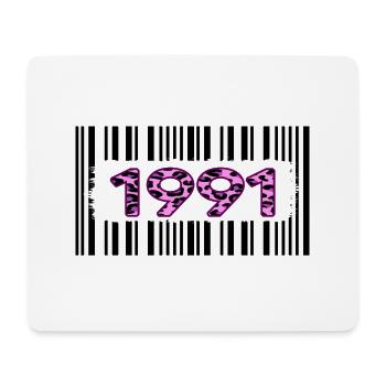 1991 birthday barcode pink leopard retro party - Mouse Pad (horizontal) - white - Front