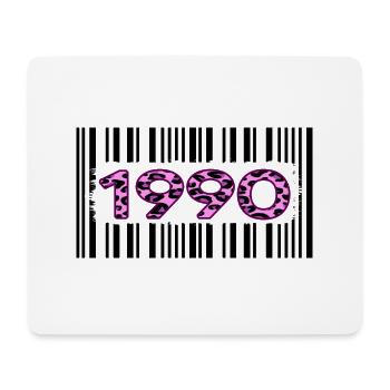 1990 geburtstag barcode rosa leopard retro party - Mousepad (Querformat) - Weiß - Vorne