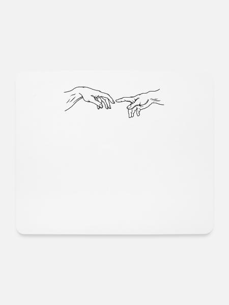 Michelangelo Die Erschaffung Adams Minimalistisch - Mousepad (Querformat) - Weiß