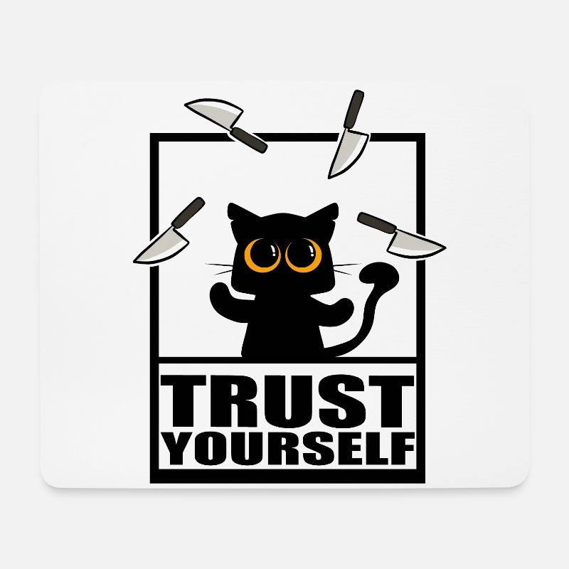 Lustige Katze mit Messern Shirt Sticker - Mousepad (Querformat) - Weiß