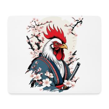 Vintage Hahn Samurai Ukiyo-E Style Design - Mousepad (Querformat) - Weiß - Vorne