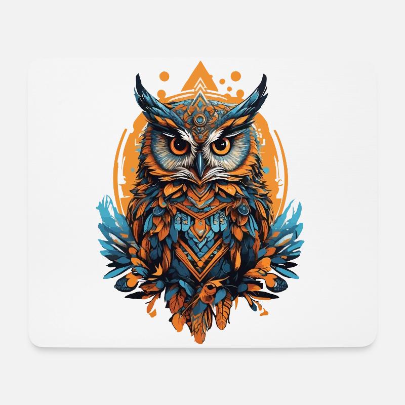 Eule Spirituelles Mandala Tier Traumfänger - Mousepad (Querformat) - Weiß