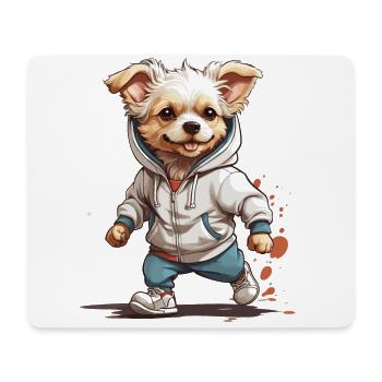 Dog Streetwear Jogging Aesthetic Fitness Style - Mouse Pad (horizontal) - white - Front