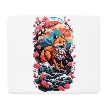 Fuchsgeist Kitsune Aesthetic Yokai Streetwear - Mousepad (Querformat) - Weiß - Vorne