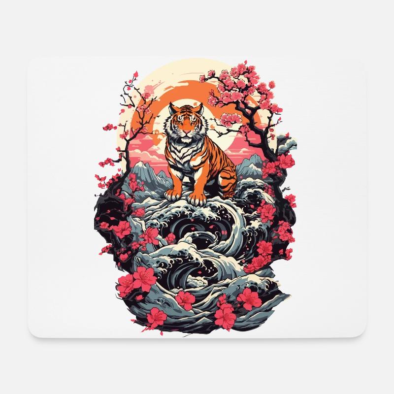Asiatischer Tiger Niedliche Katze Katzen Style - Mousepad (Querformat) - Weiß