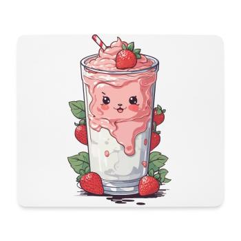 Fraises Mignon Milkshake Kawaii Fun - Tapis de souris (format paysage) - blanc - Devant