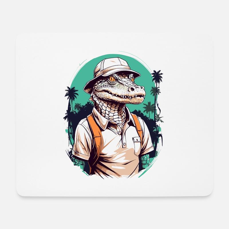 Golfer Krokodil Golfspieler Design Streetwear - Mousepad (Querformat) - Weiß